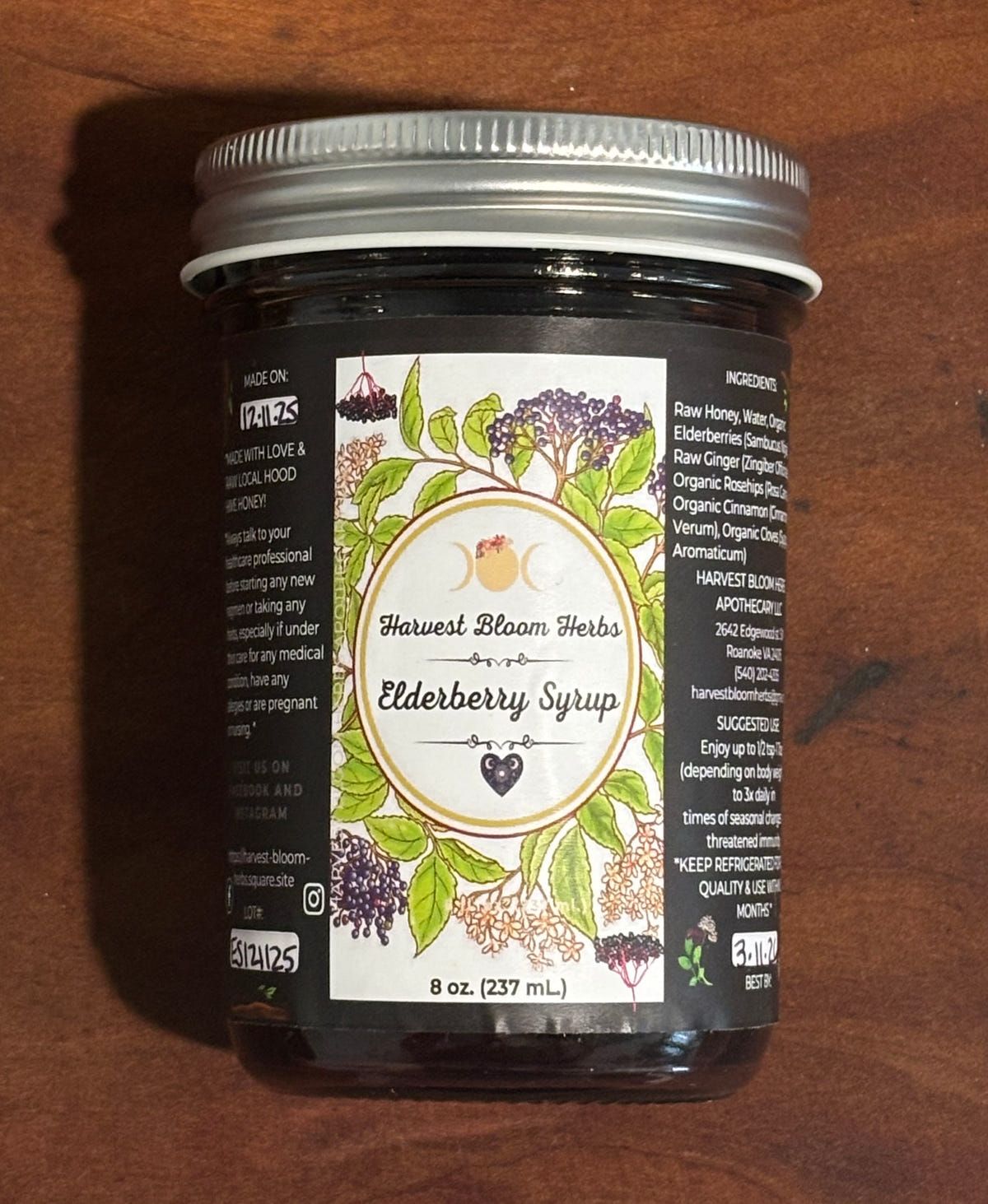 Harvest Bloom Herbs Elderberry Syrup from Pure Grass Farm in Troutville, Virginia, view 2